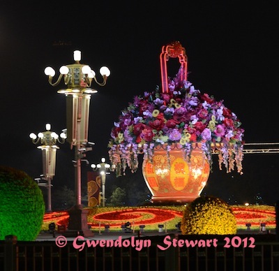 TIANANMEN SQUARE DECORATED FOR 
THE 18TH CCP CONGRESS Photographed by Gwendolyn Stewart c. 2012; All Rights Reserved
